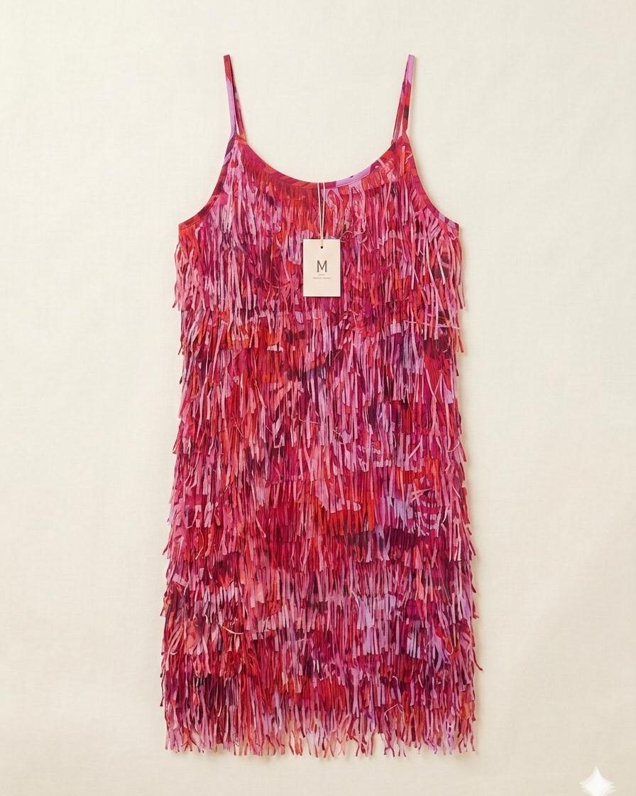Abito Corto con Frange Fuxia
