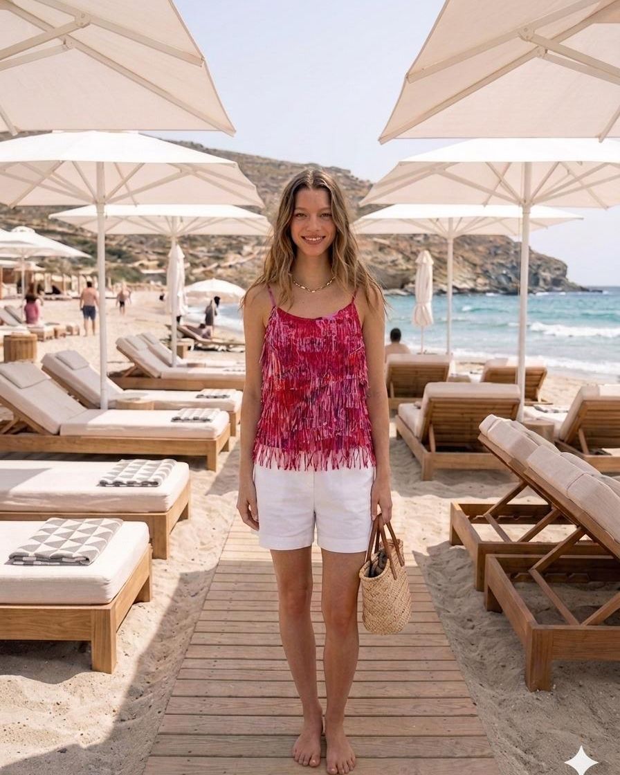 Top con Frange Fuxia