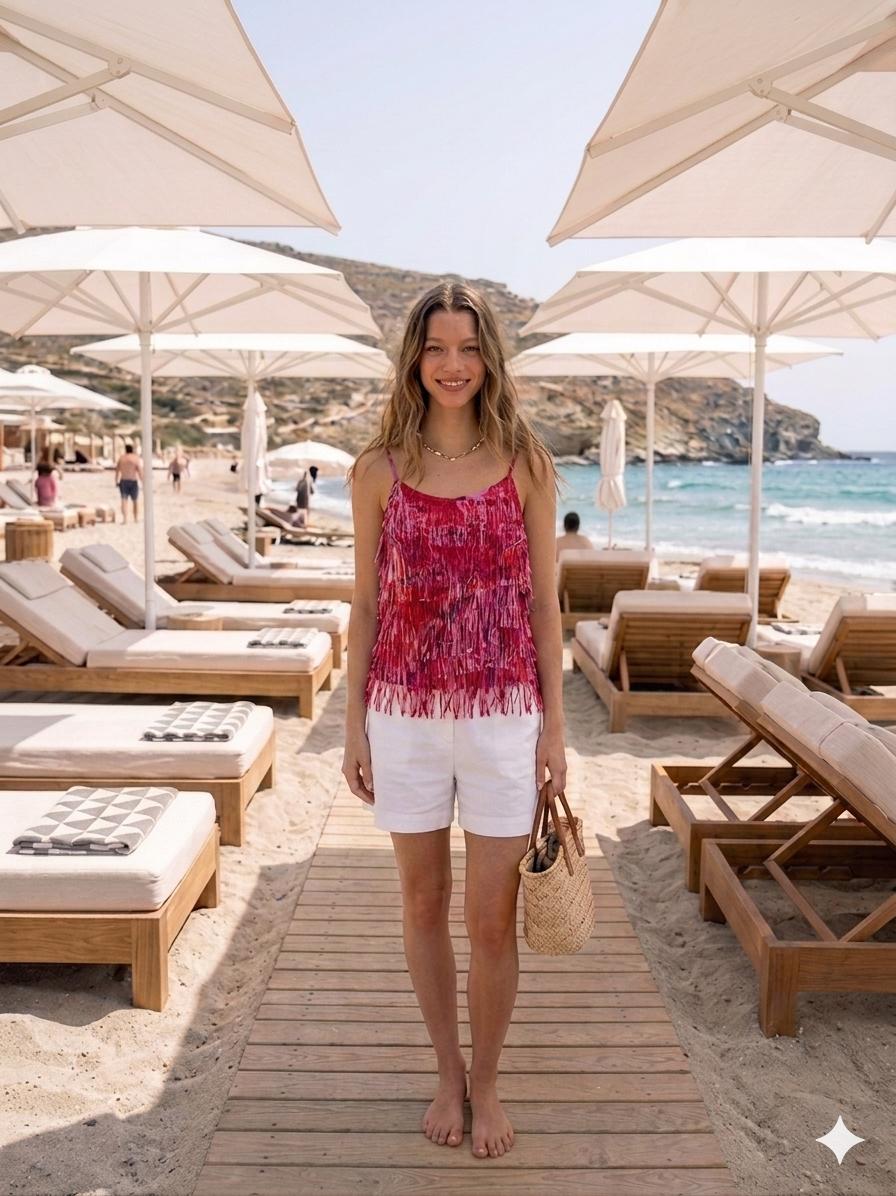 Top con Frange Fuxia