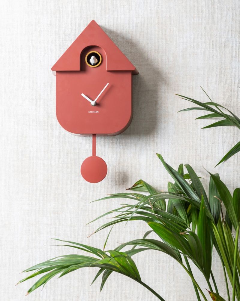 Orologio da parete Modern Cucù Ochre Red