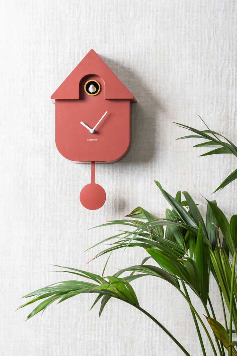 Orologio da parete Modern Cucù Ochre Red
